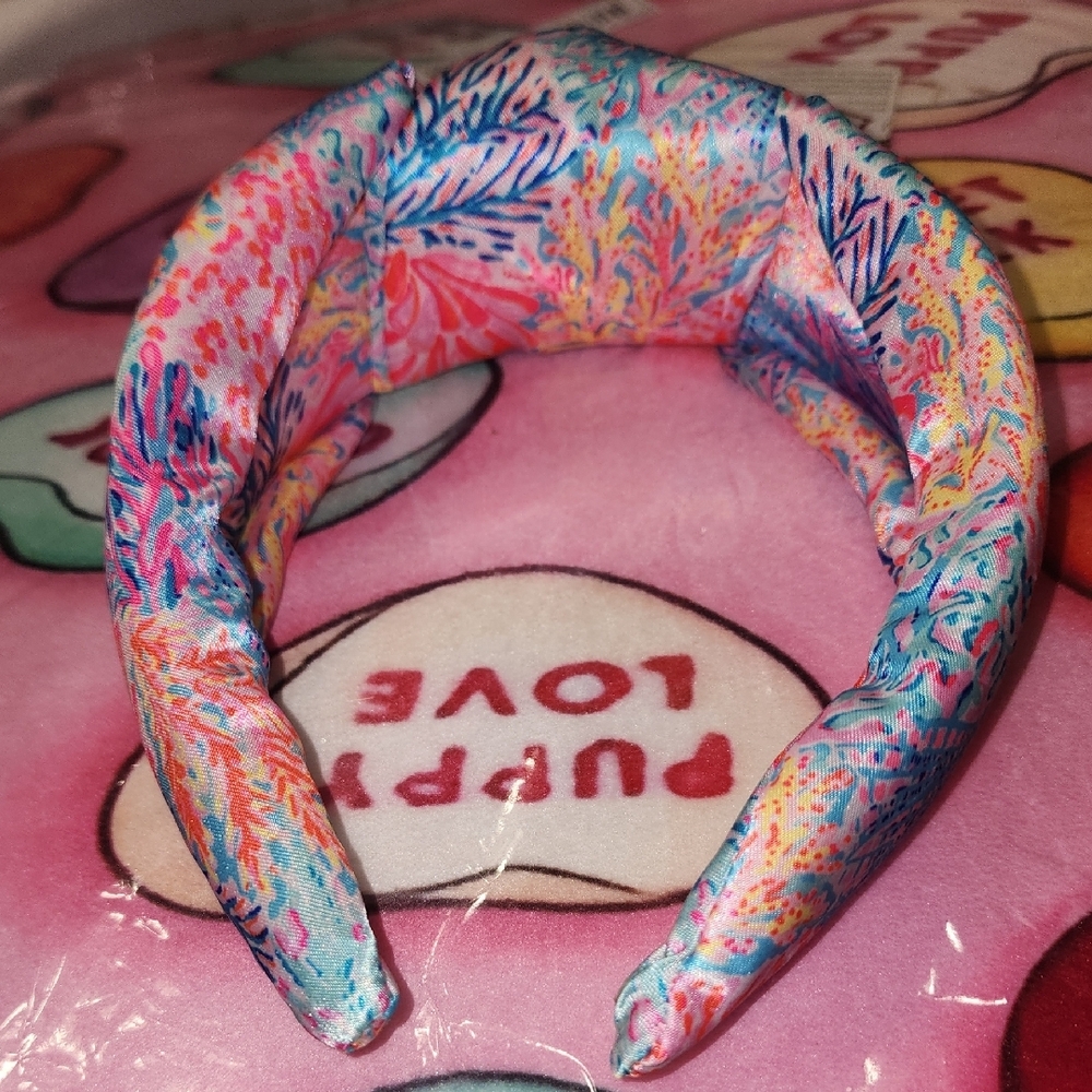 New Lilly Pulitzer 3" Wide Knotted Satin Headband Featured In Splashdance - Picture 5 of 7